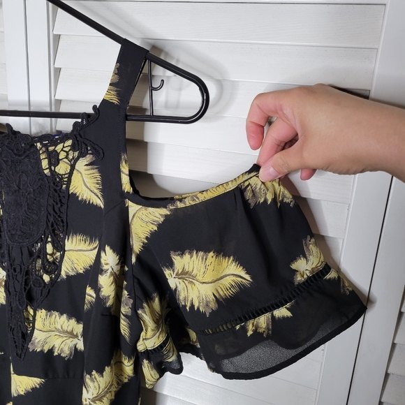 Disney Beauty & the Beast Feather Cold Shoulder Handkerchief Hem Dress MED LE - Picture 4 of 10